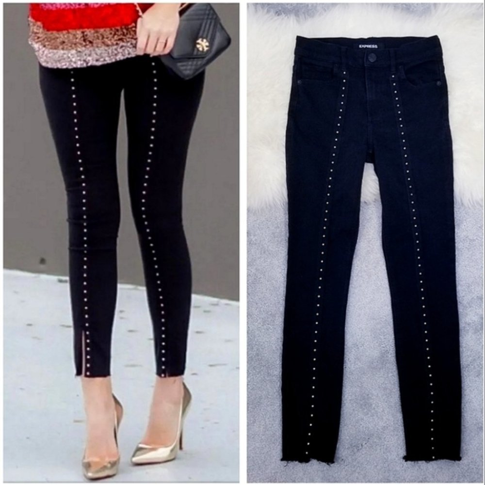 EXPRESS High Rise Studded Stretch Skinny Ankle Legging